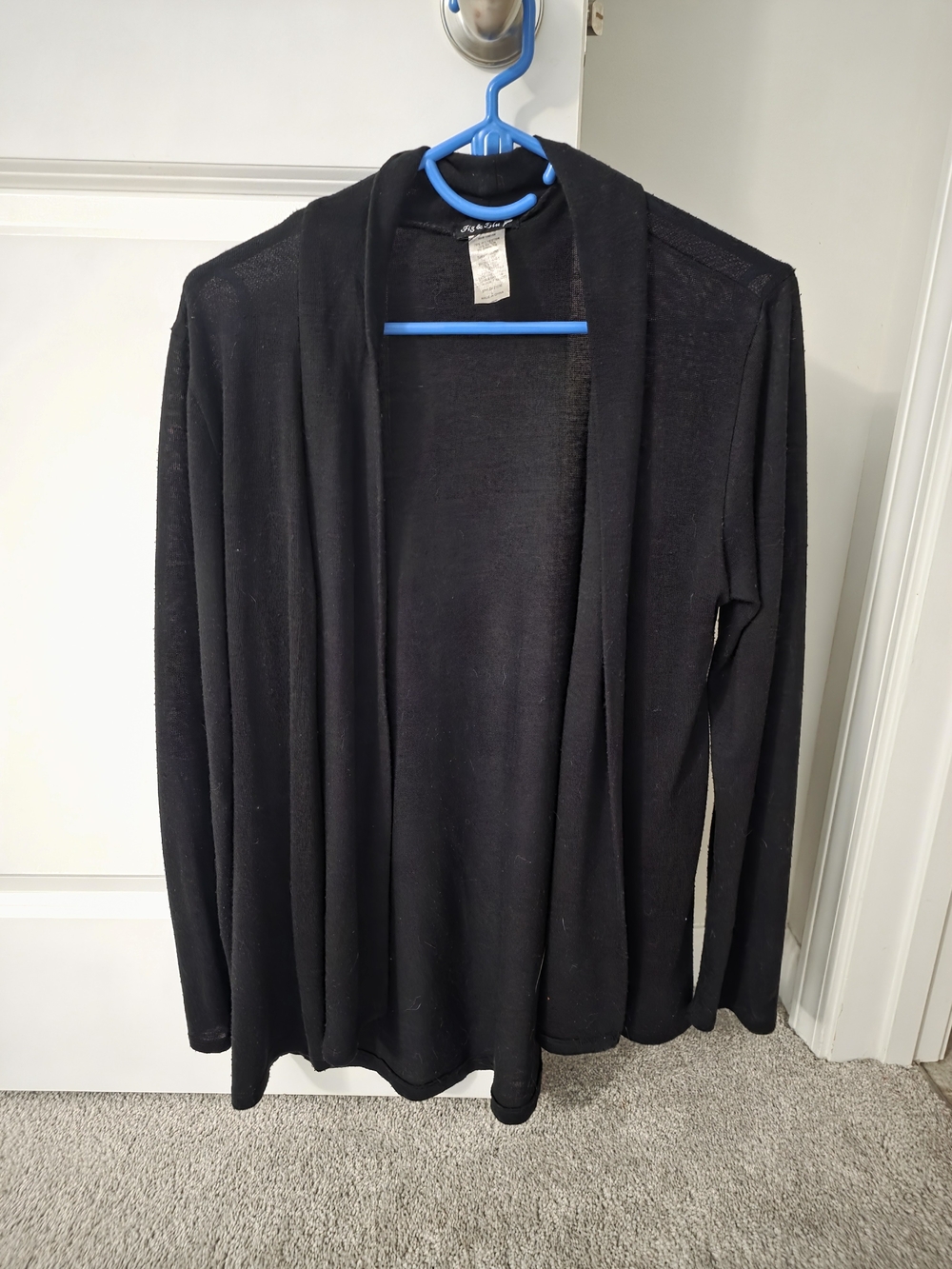 Open-Front Black Cardigan Sweater L